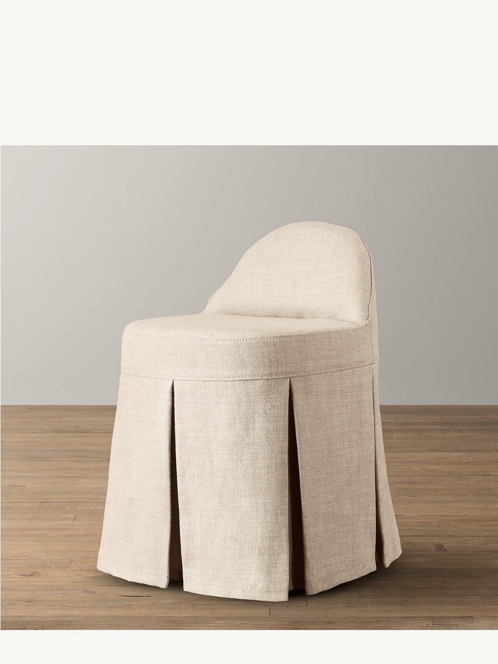 Neutral Beige Pleated Vanity Stool -